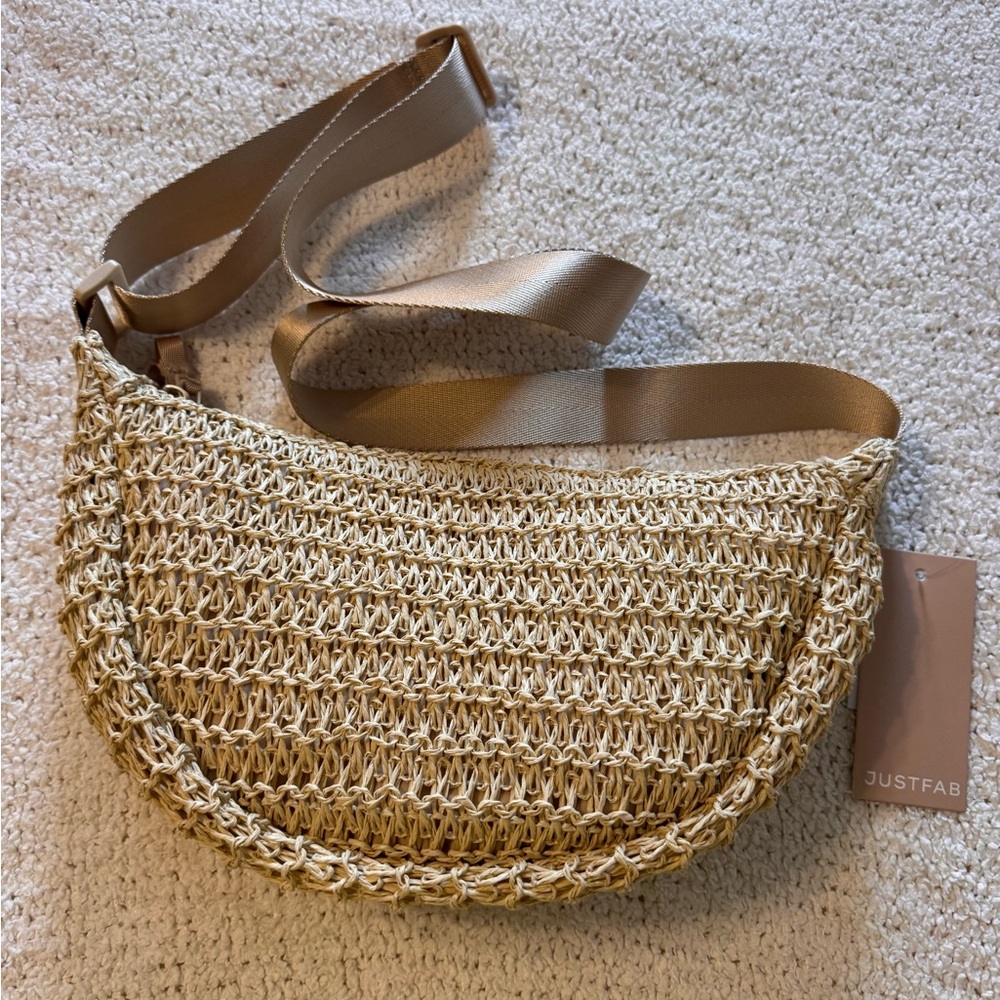 JustFab Tan Crossbody Bag with Woven Texture